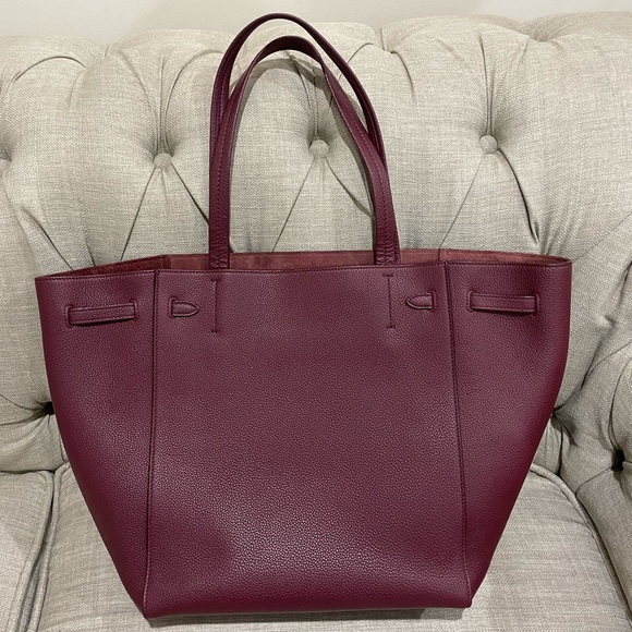 Celine small Cabas Phantom tote soft grained calfskin in burgundy acai - Picture 3 of 14